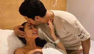 Amy Jackson with her baby