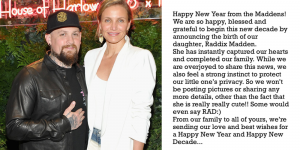 Cameron Diaz Benji Madden First Child